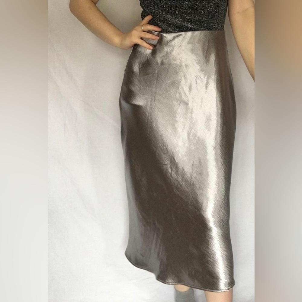 Quince Washable Grey Silk Skirt size S-M